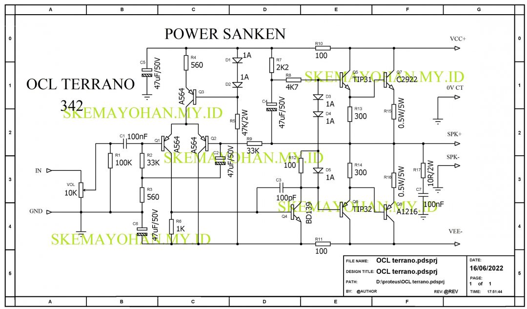 SKEMA OCL 150W TERRANO 342 SANKEN AUDIO SCHEMATICS COLLECTIONAUDIO