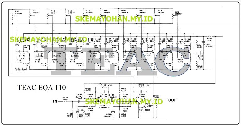 SKEMA EQUALIZER TEAC EQA110 TRANSISTOR AUDIO SCHEMATICS