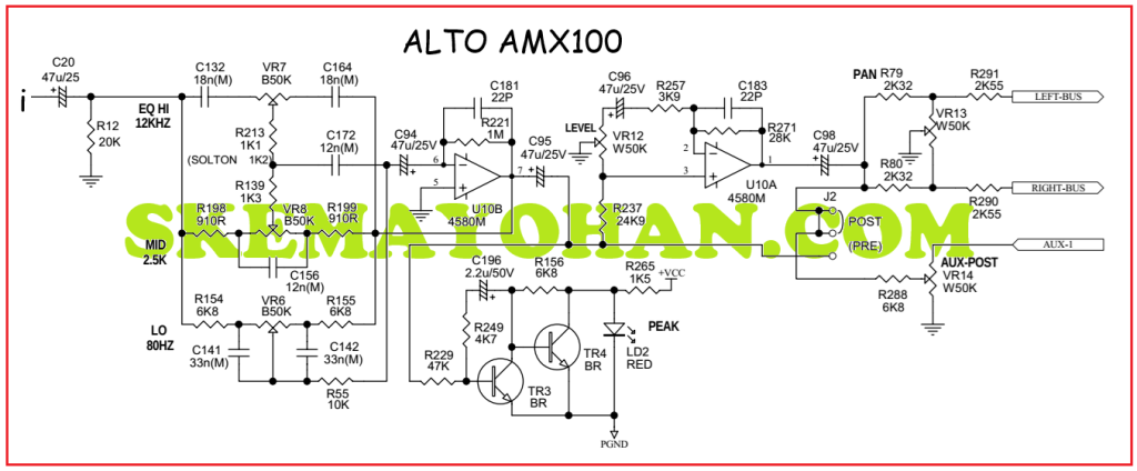 schematic TONE CONTROL ALTO MIXER AMX100