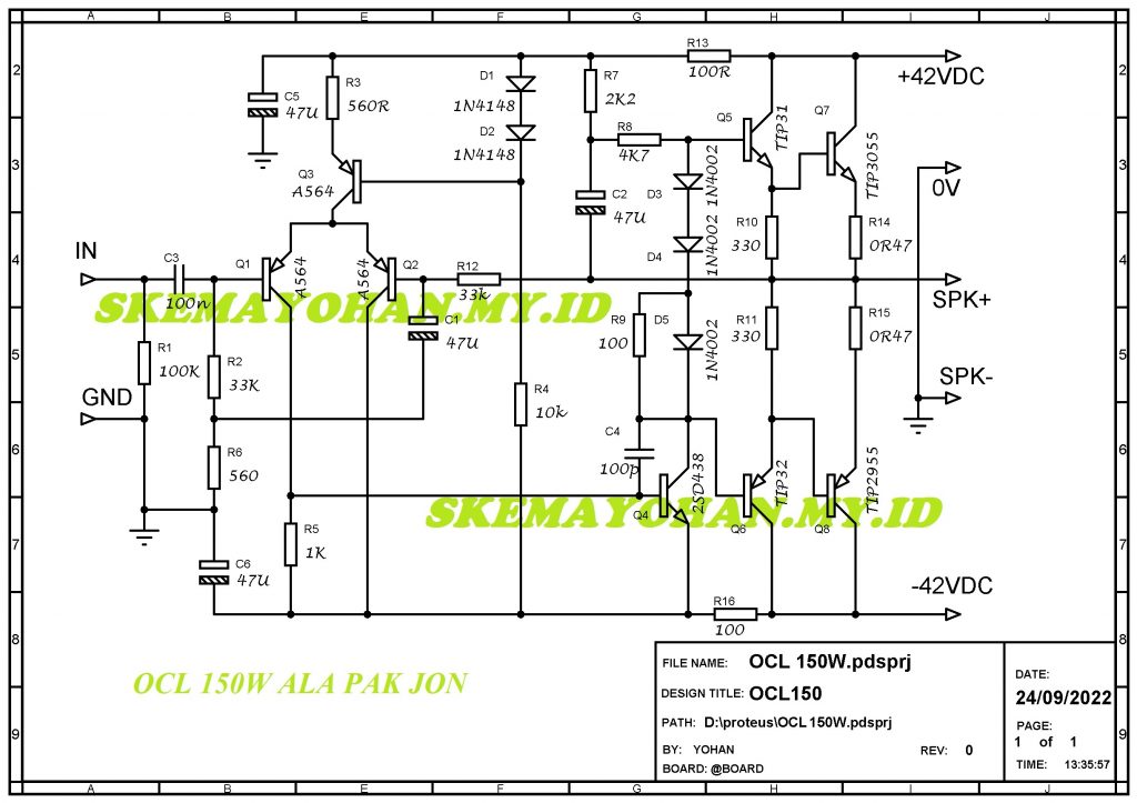 MODIF OCL 150 WATT MENJADI POWER JOSS - AUDIO SCHEMATICS