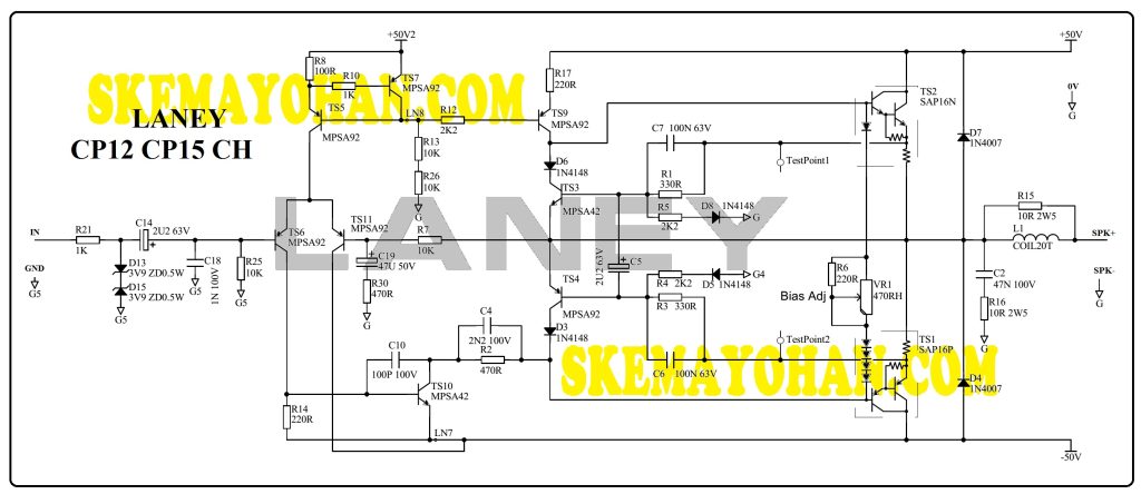 OCL 160 WATTS LANEY CP12 CP15 CH schematic diagram