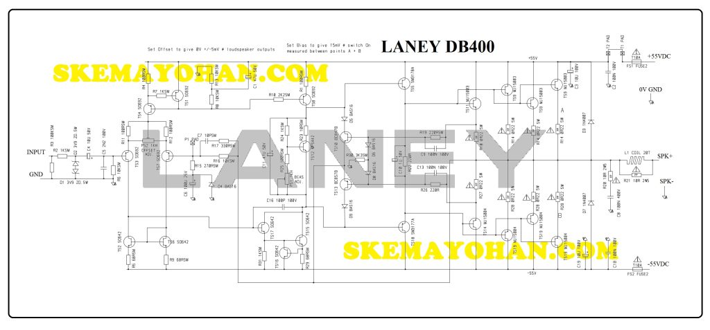 BASS AMPLIFIER LANEY pb400 schematic diagram