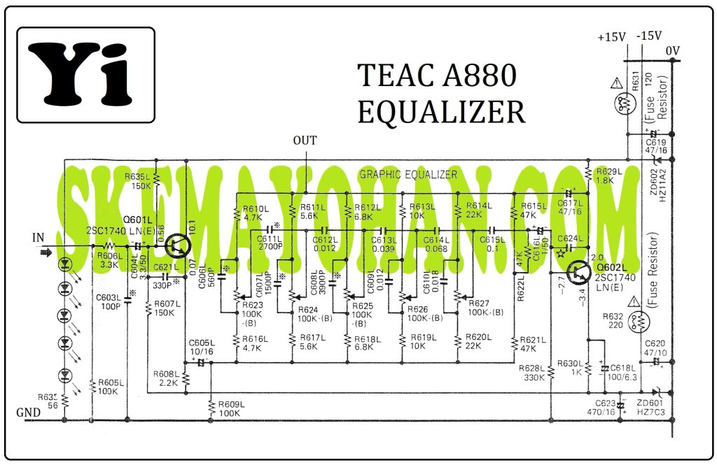 skema KLONING EQUALIZER TRANSISTOR 5 POT TEAC