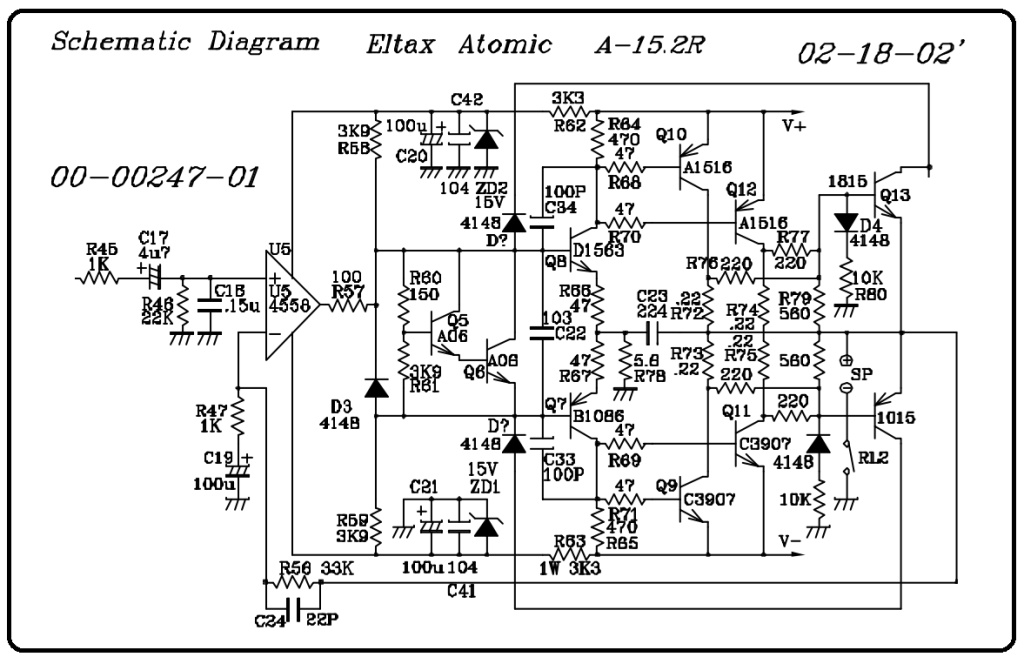 SKEMA AWAL Power OCL simetris  ELTAX seri ATOMIC 15