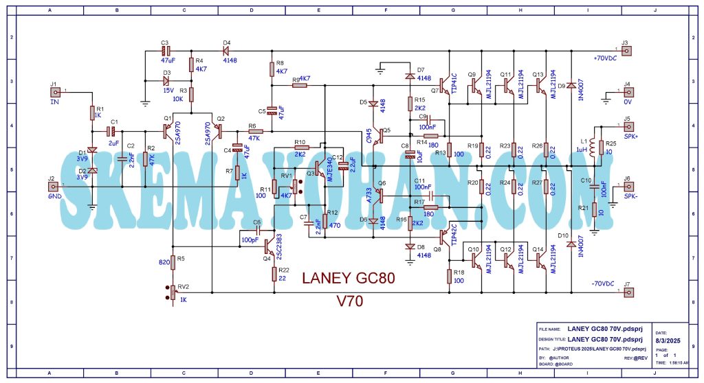 FINAL SCHEMATIC POWER OCL QUASI 80W LANEY GC80 MODIFIKASI 400W