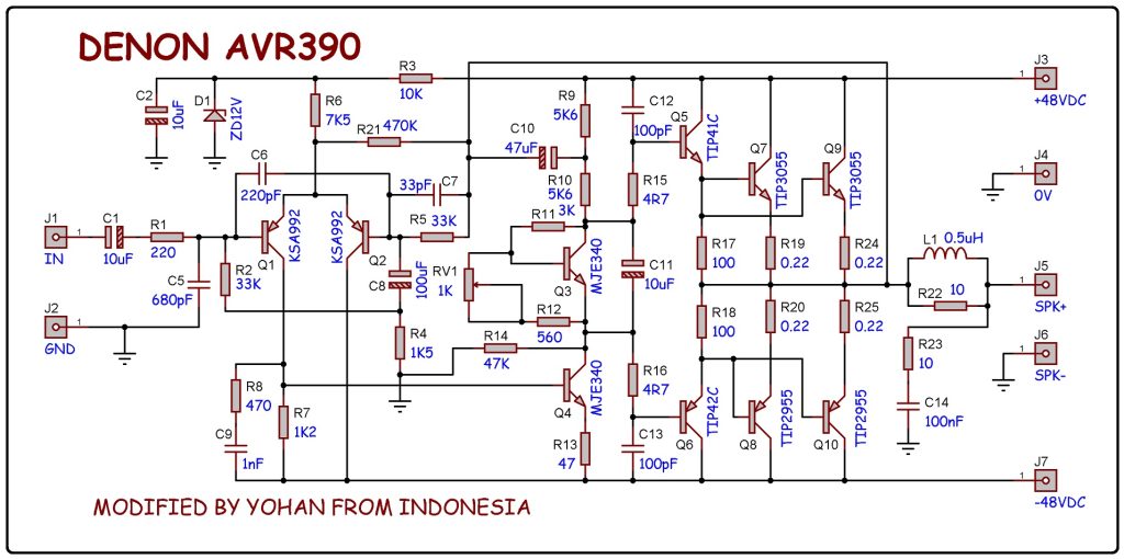 skema awal KLONING POWER DENON AVR390 MENJADI 300W