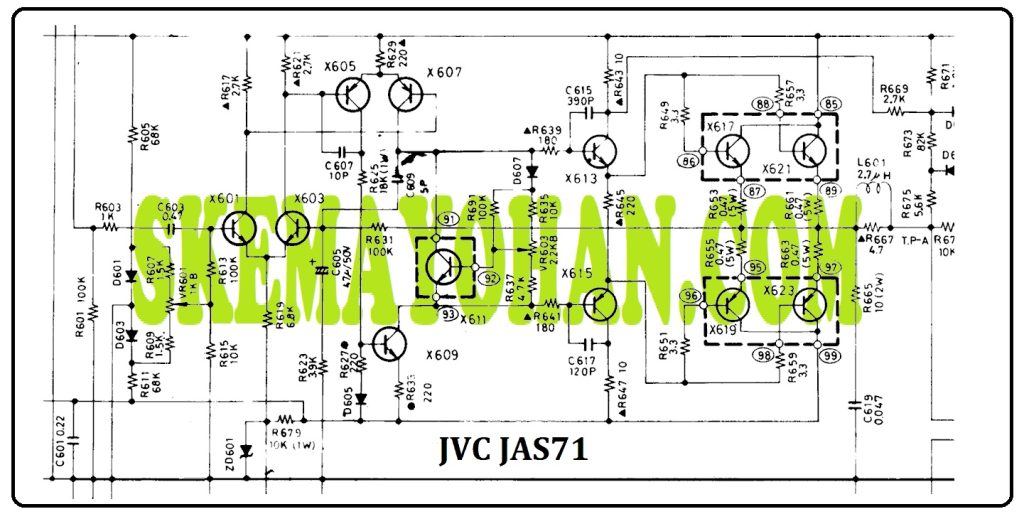 skema awal untuk MODIFIKASI POWER JVC JAS71 MENJADI 300W