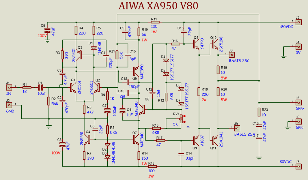 skema modif driver KLONING DRIVER POWER 80V AIWA XA950