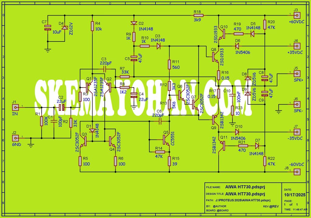 SKEMA AWAL KLONING POWER KELAS H AIWA Z-HT730