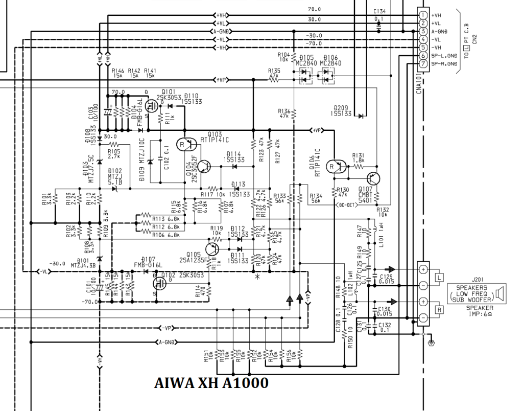 skema awal stepper tegangan pada POWER KELAS H AIWA