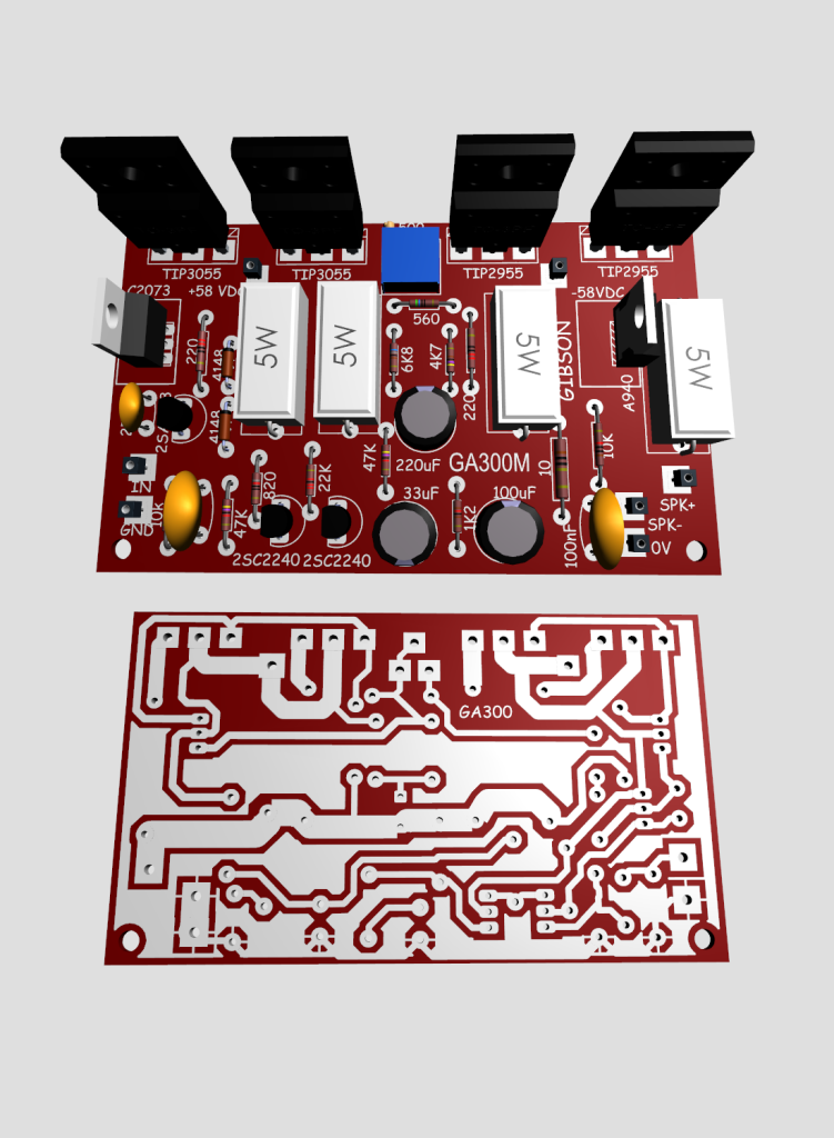 PENAMPAKAN KOMPONEN DAN PCB KLONING POWER GITAR GIBSON GA300
