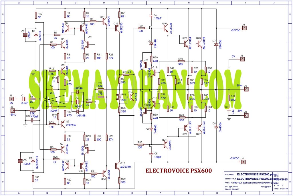 skema gambar ulang KLONING POWER SIMETRIS PSX600 ELECTROVOICE