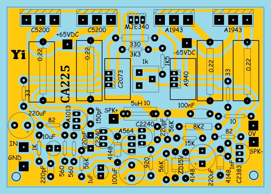 layout PCB MODIFIKASI SERVO DRIVER OCL FISHER CA225